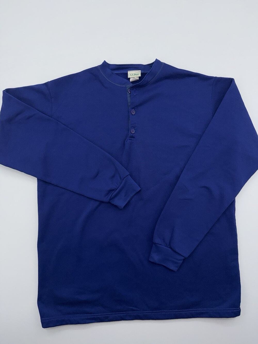 L.L. Bean Vintage Blue Long Sleeve Henley Shirt Traditional Fit - Size Xl